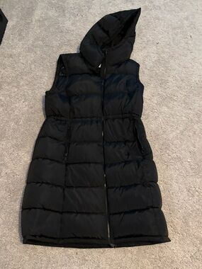 DKNY Long Hooded Puffer Vest